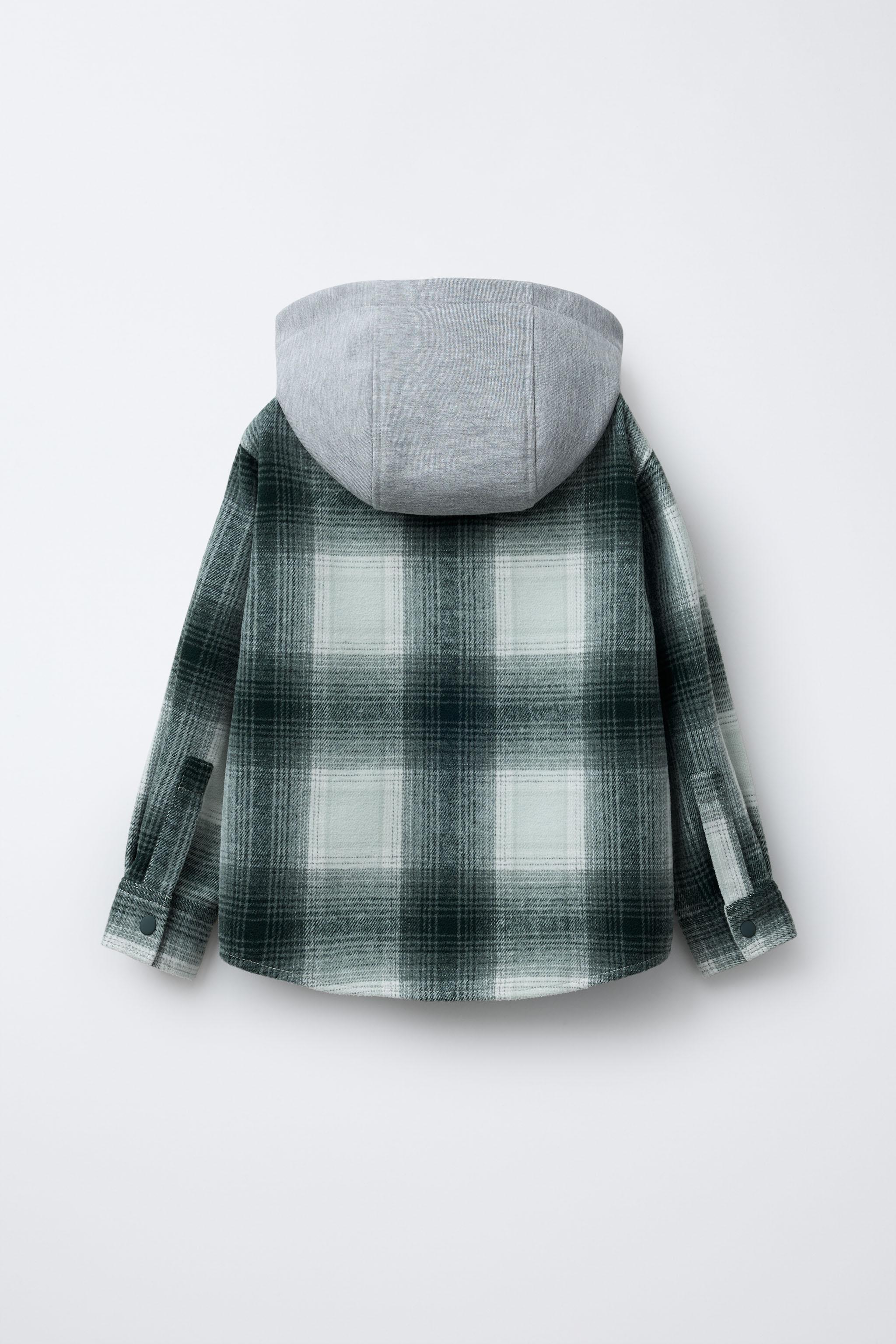 PLAID OVERSHIRT WITH REMOVABLE FLEECE HOOD